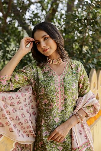 Lookmark Kurta Set: Effortlessly Elegant, Uniquely You: Discover Your Signature Style With Our Printed Ethnic Sets! Green