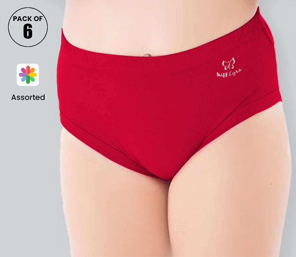 Lyra Cotton Assorted Solid Coloured Kids/Girls Panty | Hipstar Pack Of 6