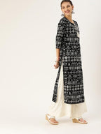 Varanga Women Black & White Printed Straight Kurta