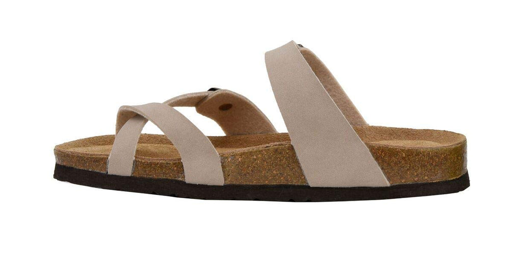 CUSHIONAIRE Women's Luna Cork Footbed Sandal with +Comfort, Stone,9