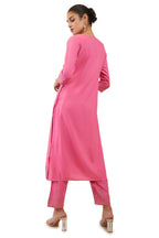 Soch Womens Blush Pink Rayon Floral Embroidered Kurta Set