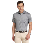 Turtle Men Cotton Solid Regular Fit Half Sleeve Formal Shirts Grey