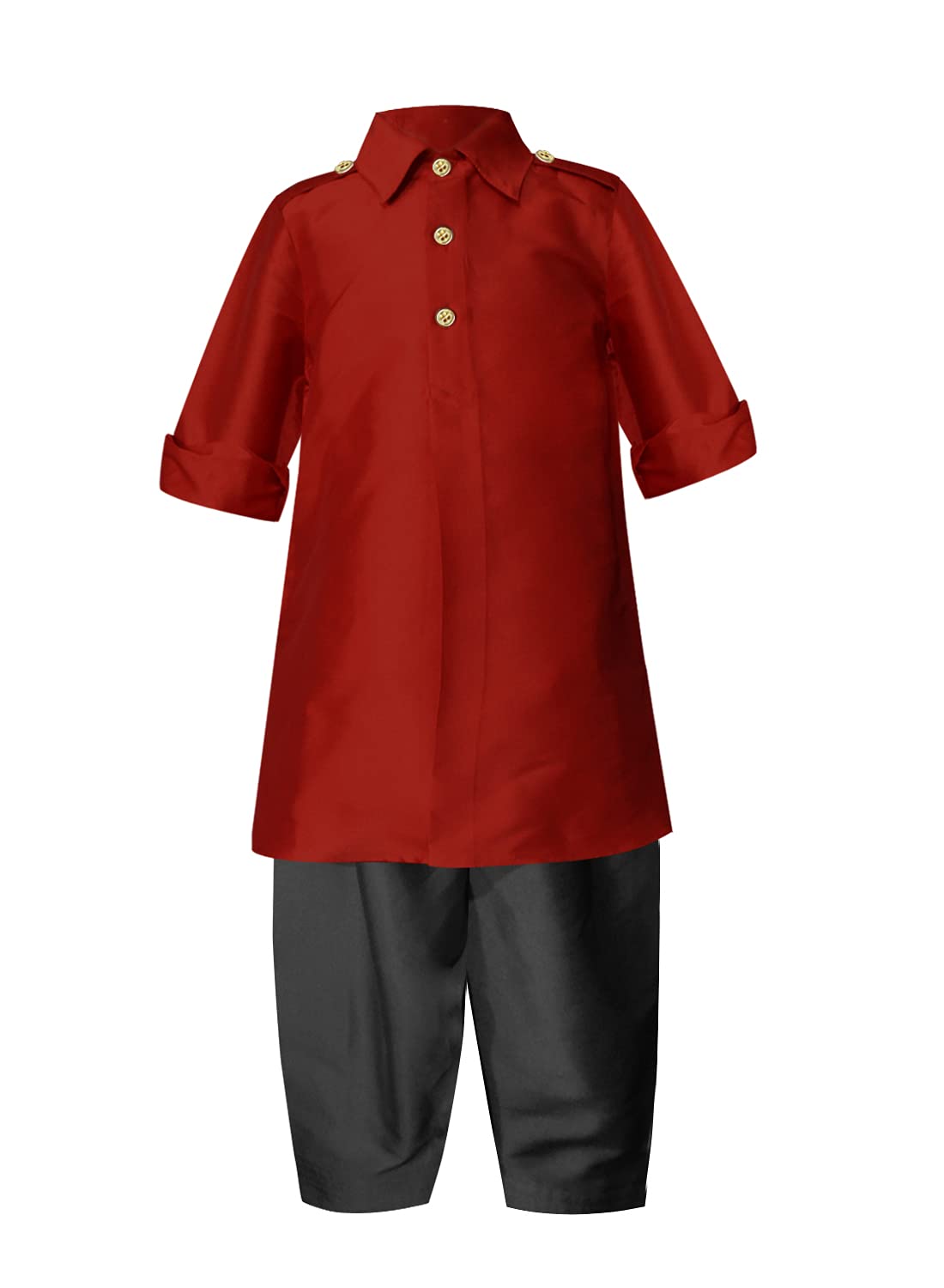 A.T.U.N. (All Things Uber Nice) Boy'S Regular Pathani Suit (Bkls Pts_Maroon-Black 3-4 Years)
