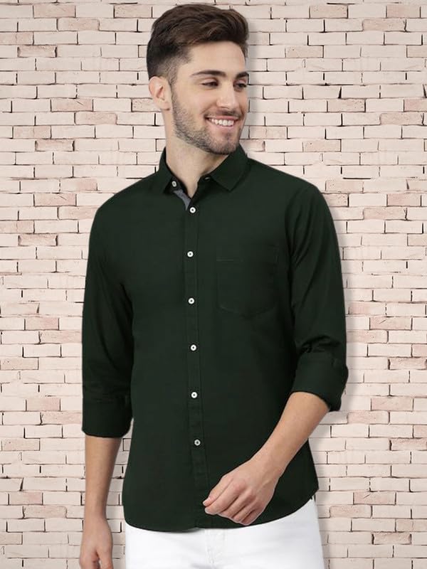 Tee Projekt Cotton Spread Collar Long Sleeve Shirt for Men Formal Shirt Casual Men Shirt