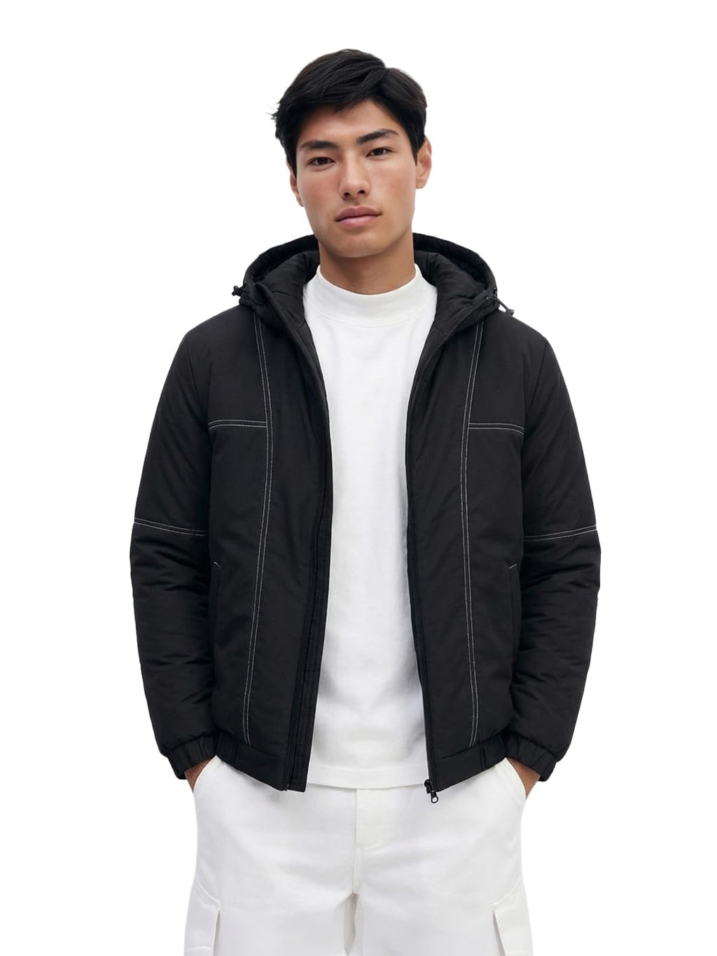 The Indian Garage Co Mens Relaxed Fit Long Sleeves Hooded Textured Hoodie