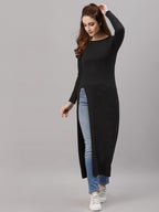 Rigo Black Maxi Longline Top For Women