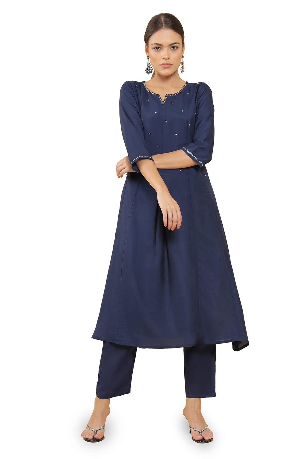Soch Women Dark Blue Embellished Crepe Kurta Set