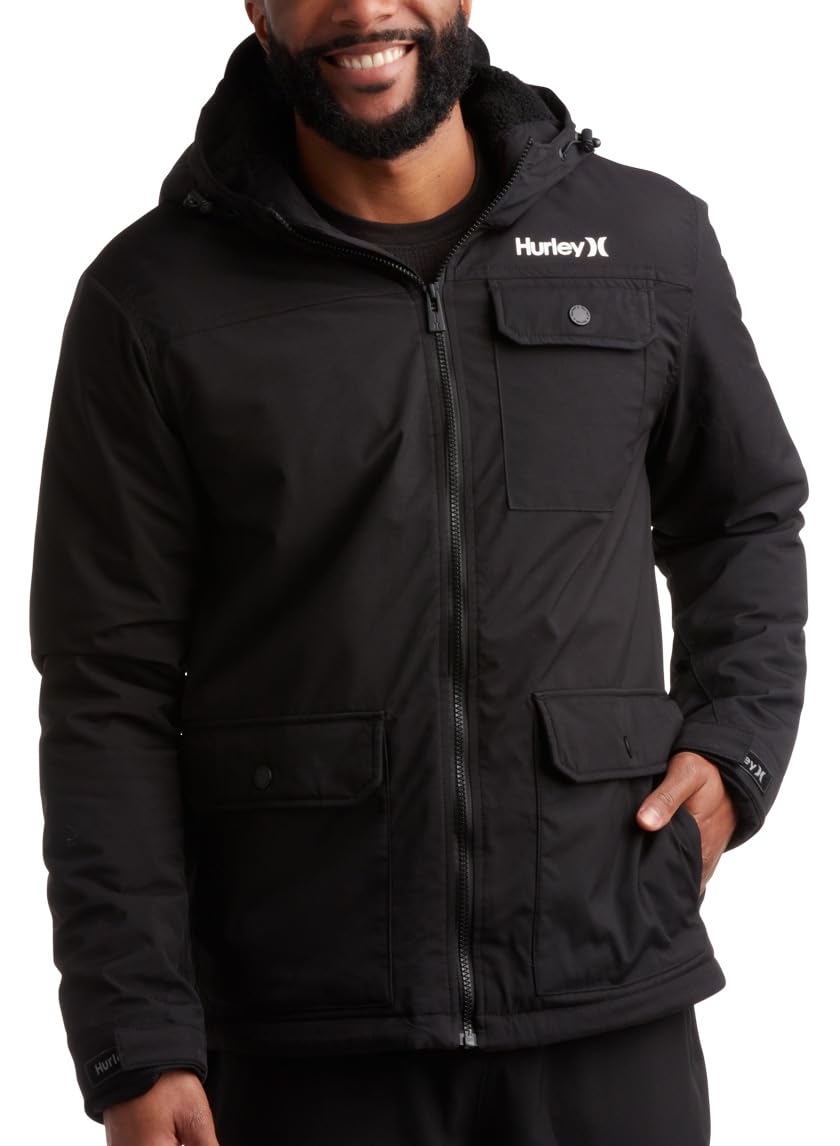 Hurley Men's Winter Jacket - Vinson Heavyweight Parka Coat - Weather Resistant Snowboard Ski Jacket for Men (S-XL), Size Medium,
