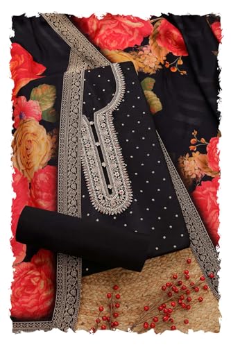 Soch Women Silk Blend Embroidered Unstitched Dress Material with Zari
