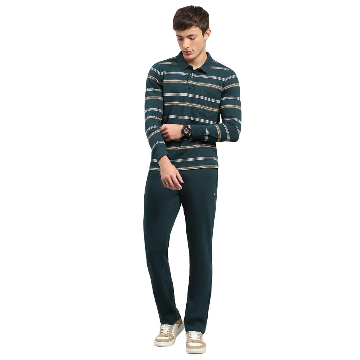 Monte Carlo Mens Regular Fit Striped Pattern Collar Full Sleeve Winter Tracksuit | Men Track Suit | Stylish Sportswear Set With  2