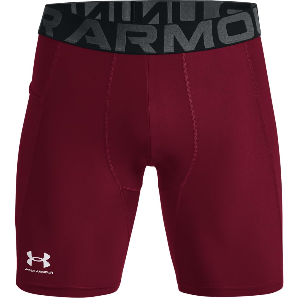 Under Armour Men's Armour HeatGear Compression Shorts, Cardinal (625)/White, Small