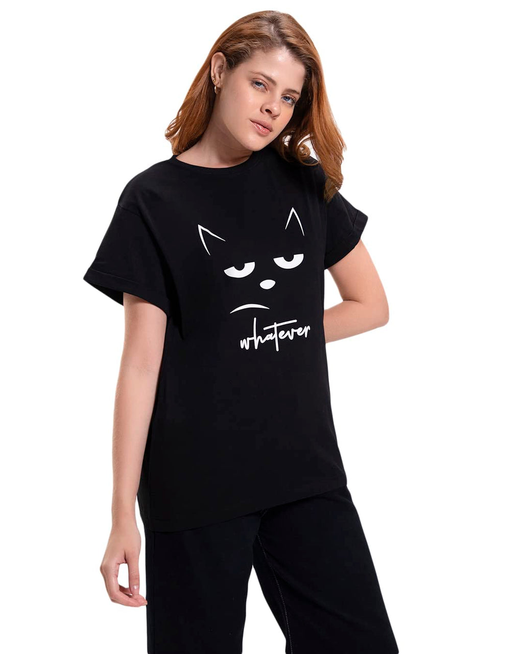 Bewakoof Womens Printed 100% Cotton T-Shirt - Boyfriend Fit, Round Neck, Half Sleeves