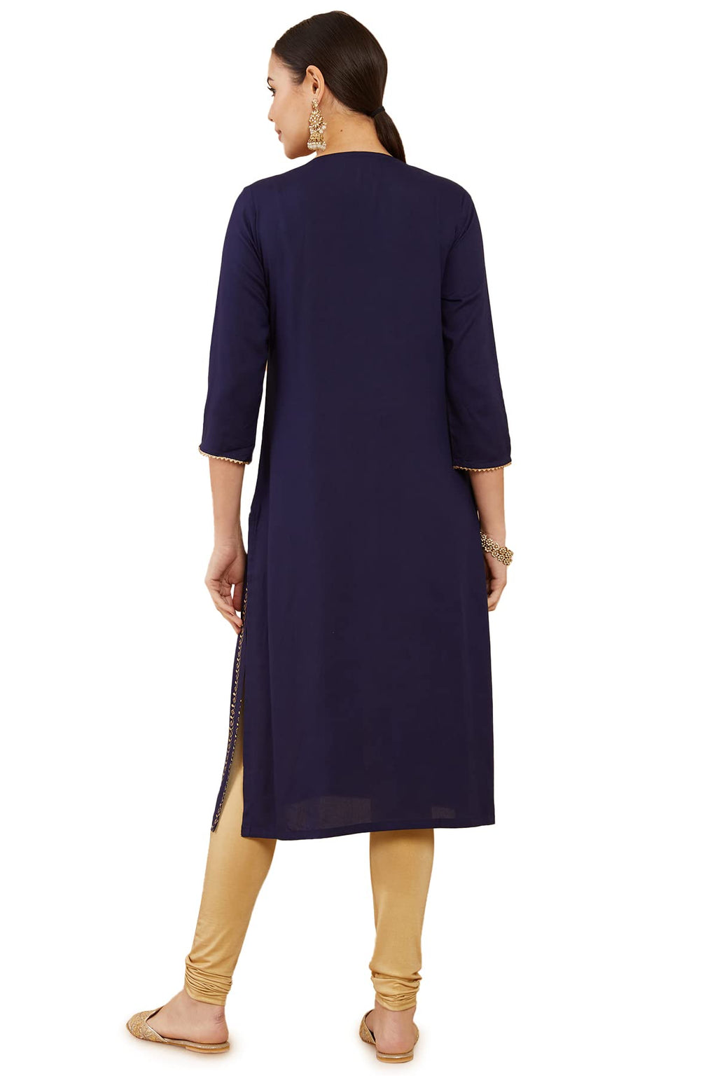 Soch Women Dark Blue Rayon Floral Kurtas