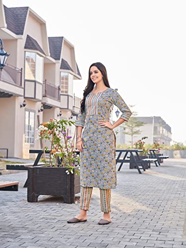 Nainvish Women Kurta With Pant(Sd427_Kb-L) Grey