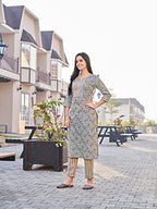 Nainvish Women Kurta With Pant(Sd427_Kb-L) Grey