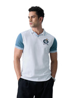 The Souled Store Bugs Bunny: Classic Men and Boys Short Sleeves Collared Neck White and Blue Embroidered Regular Fit Cotton Polo