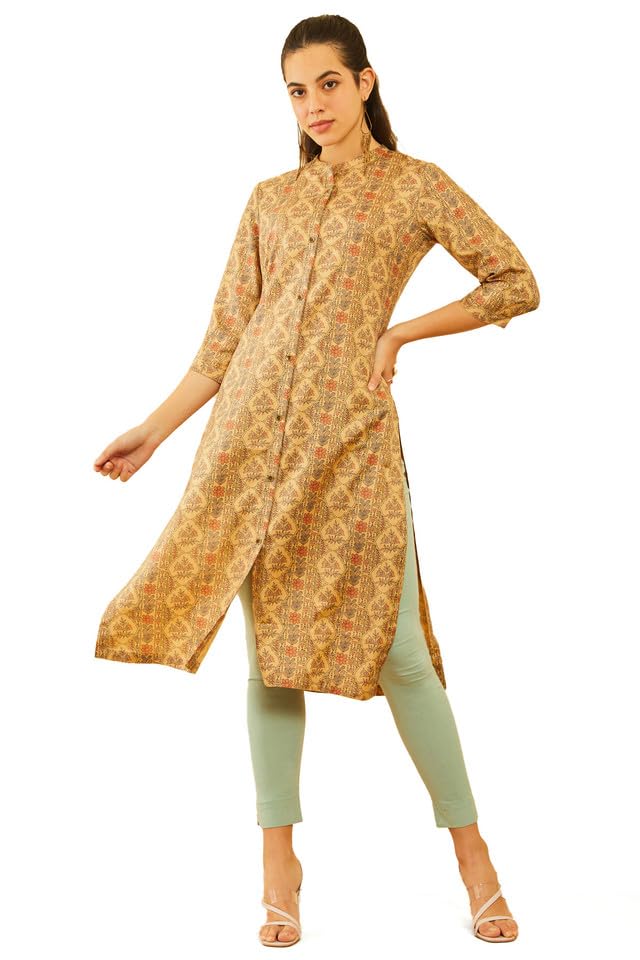 Soch Women Rayon Floral Printed Straight Kurta