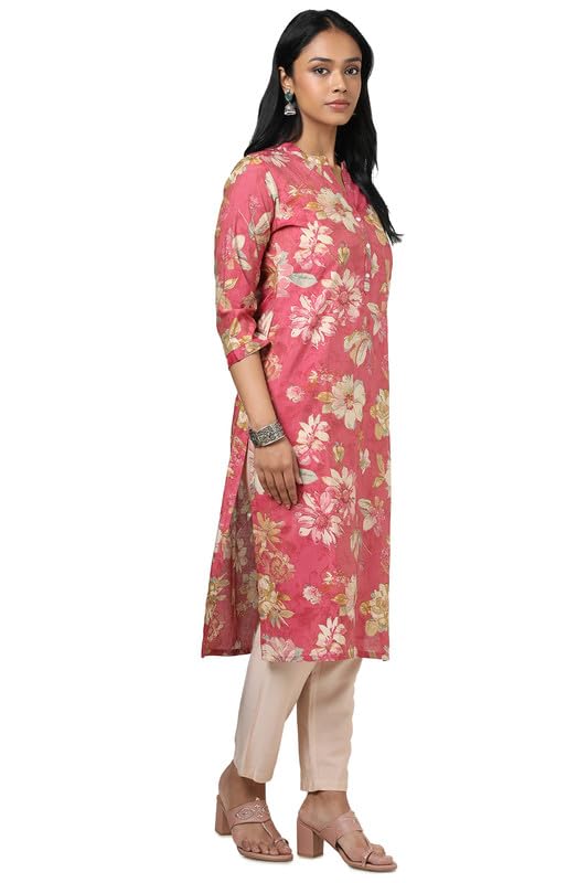 Soch Womens Pink Tissue Floral Print Kurta