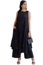 ANNI DESIGNER Womens Rayon Viscose A-Line Printed Kurta with Palazzo (Rawana Black_XXL_Black_XX-Large)