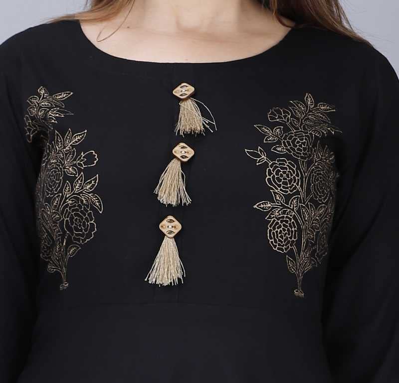 Digital Shopee Rayon Printed Regular Wear Long Kurti | Kurta For Women & Girls - Multicolor