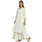 Fabindia Women'S Cotton Kurta With Suit-Skirt Set (10732804_Green
