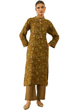 Soch Womens Brown Muslin Floral Print Straight Kurta Set With Neck Tie-Up