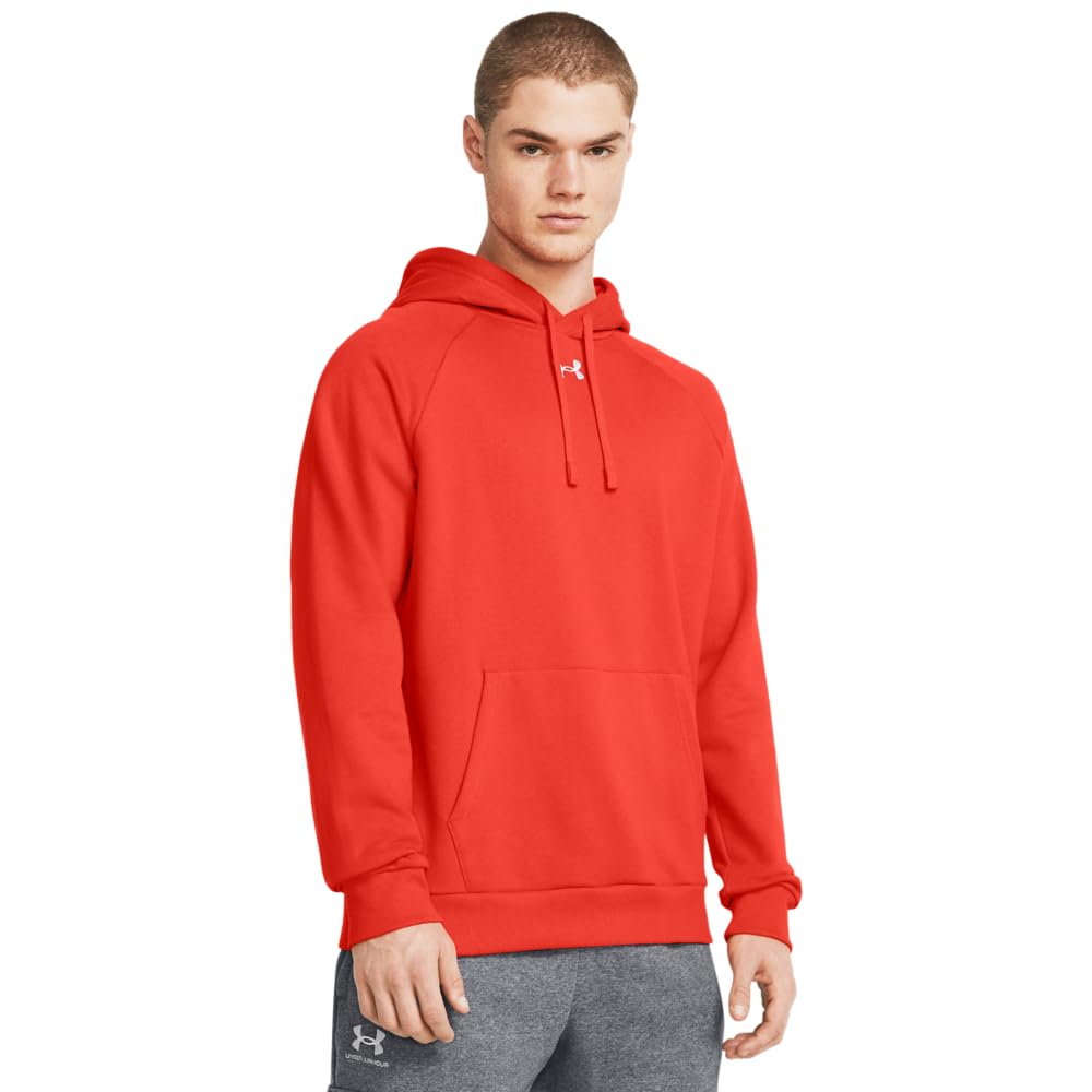 Under Armour Men's Rival Fleece Hoodie, (860) Dark Orange / / White, X-Small