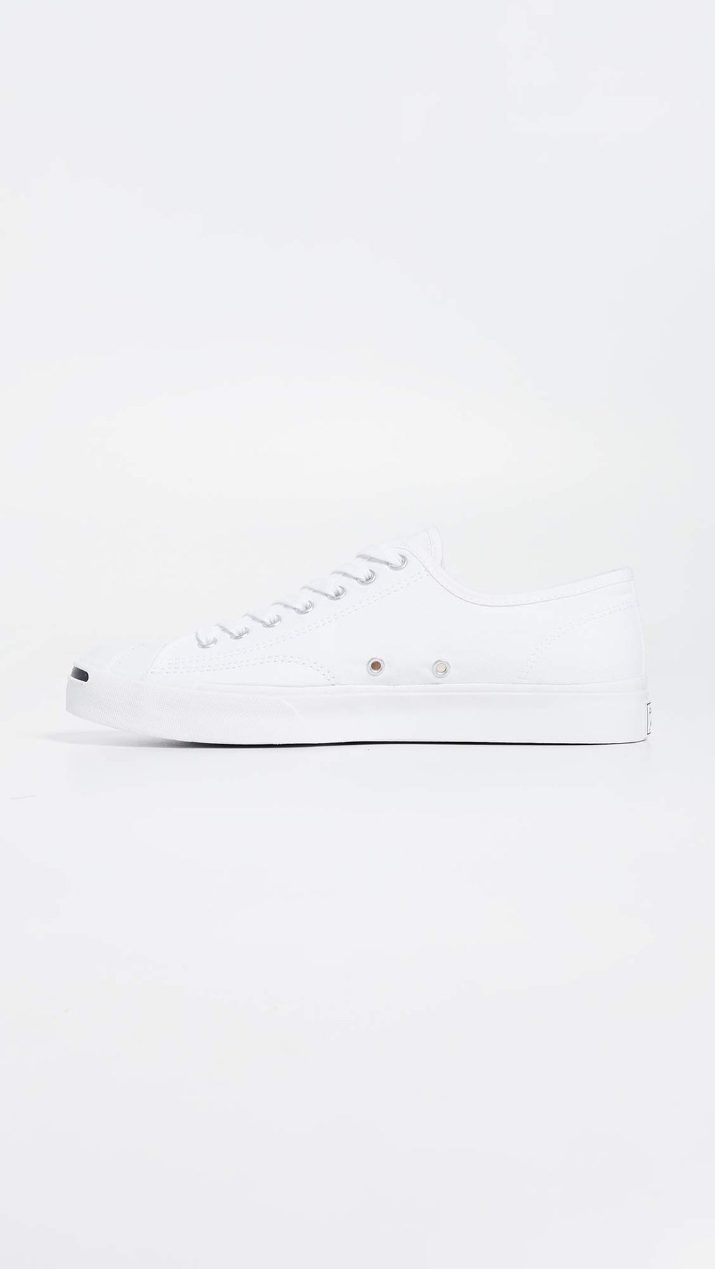 Converse Jack Purcell Canvas Unisex Sneakers, White/White/Black, 12.5 US Women/11 US Men