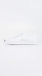 Converse Jack Purcell Canvas Unisex Sneakers, White/White/Black, 12.5 US Women/11 US Men