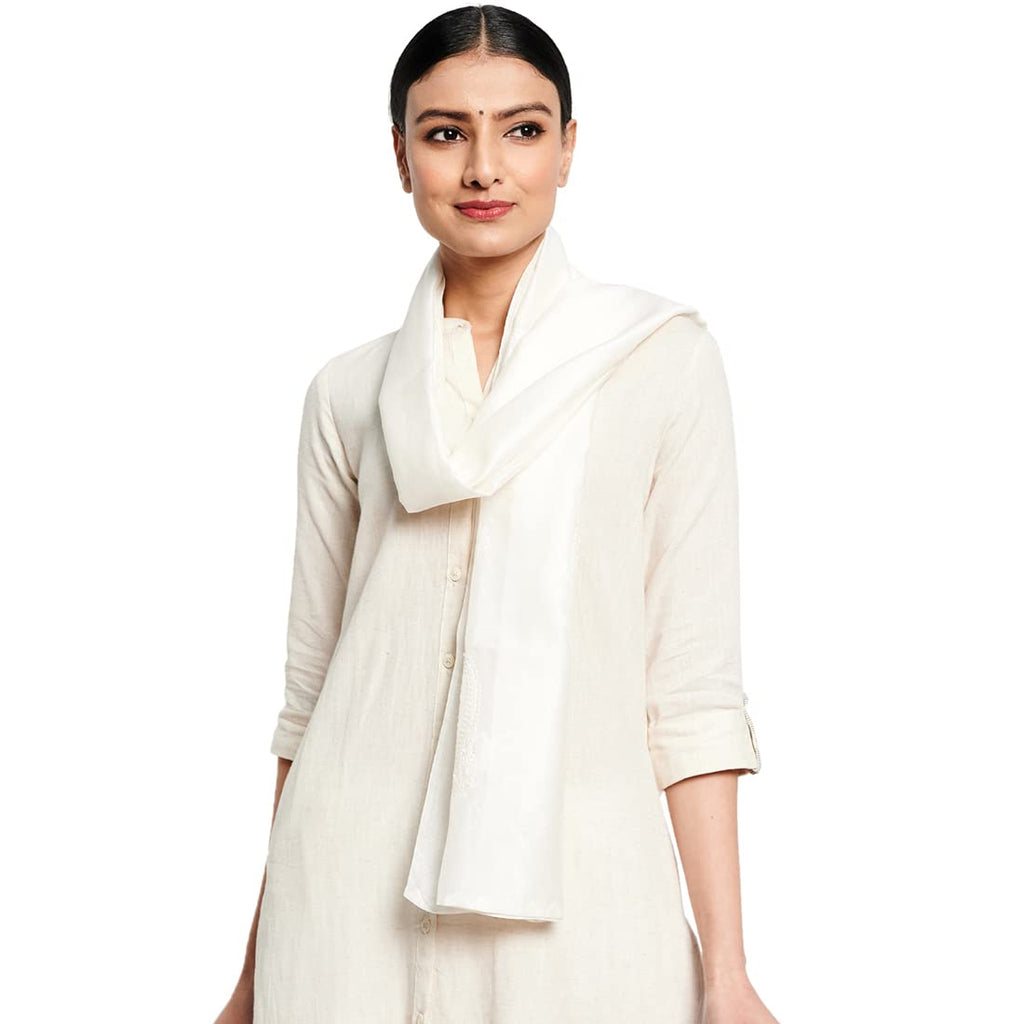 Fabindia Women Silk Chikankari Stole Cotton_Freesize