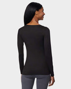 32 Degrees Heat Womens Ultra Soft Thermal Lightweight Baselayer Scoop Neck Long Sleeve Top, Black, Large