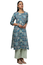 Soch Womens Navy Blue Rayon Ethnic Motifs Kurta