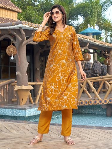 Shienzy Cotton Blend Straight Women'S Kurtas & Kurtis (1604_Kbd-M_Yellow_M)