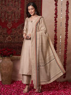 ANNI DESIGNER Womens Rayon Viscose Solid Straight Kurta with Pant & Dupatta (Raja Saab Beige-VKS14_3XL_Beige_XXX-Large)