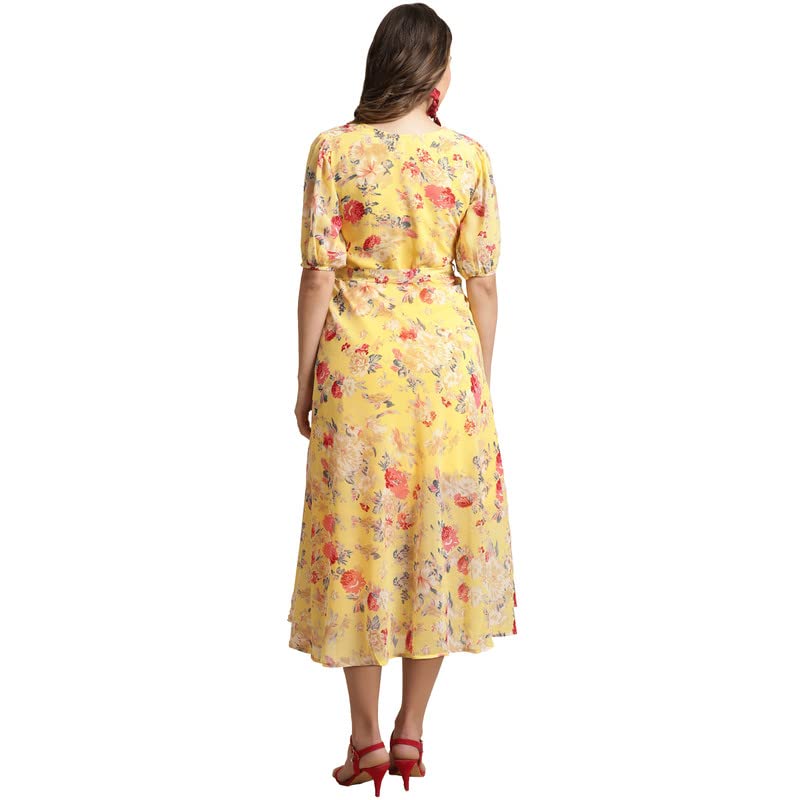 Preneum WomenS Maxi Fit & Flare Print Georgette Regular Sleeves Casual |Summer |Latest Style |Festival & Occasion Maxi Gown(Max
