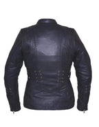 Ladies Derringer Lambskin Leather Jacket,Black,Size - XL