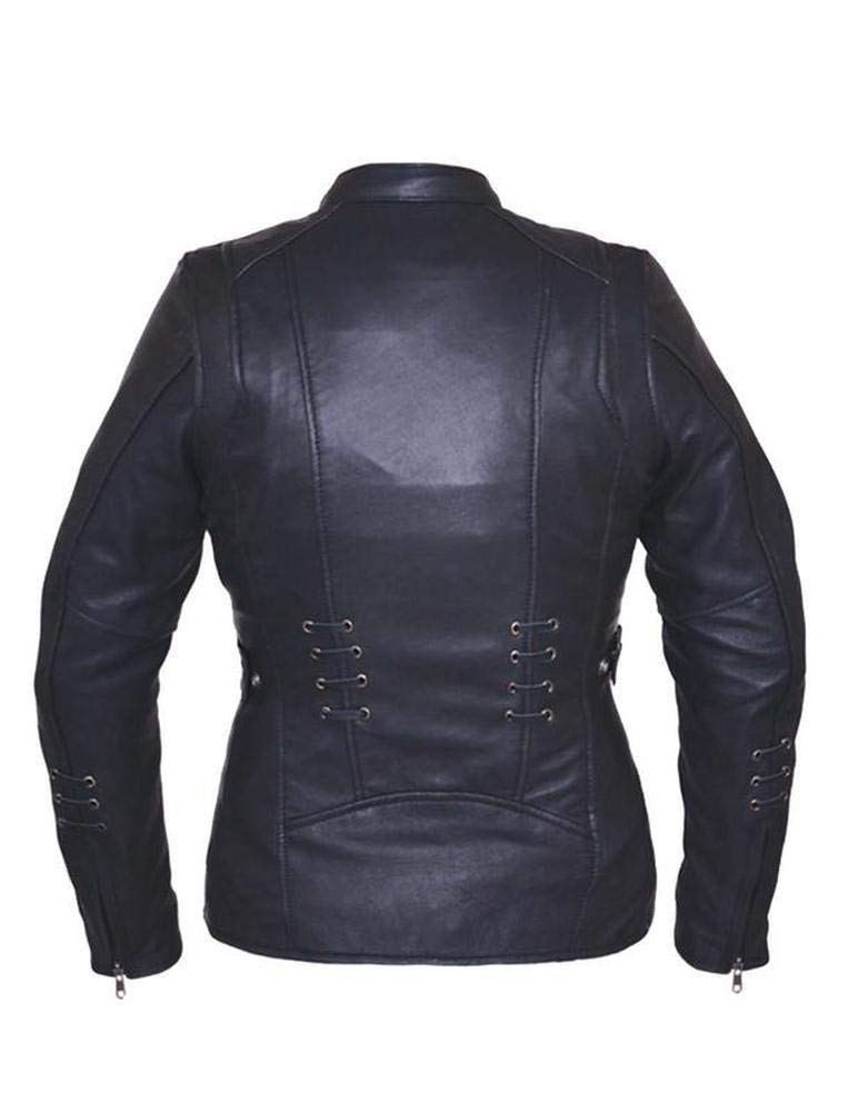 Ladies Derringer Lambskin Leather Jacket,Black,Size - XL
