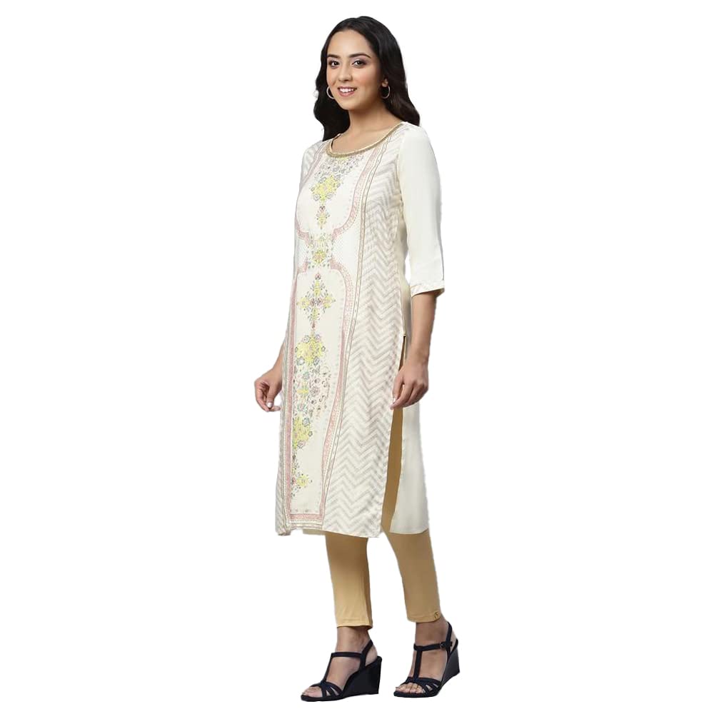 Aurelia Floral Viscose Rayon Round Neck Women'S Kurtas