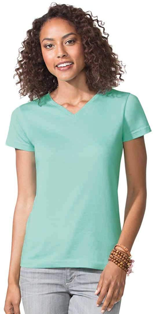 Ladies V-Neck Fine Jersey T-Shirt - BLAcK - S(D0102H7DMB2)