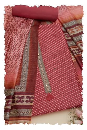 Soch Women Tussar Geometric Print Unstitch Dress Material with Beads