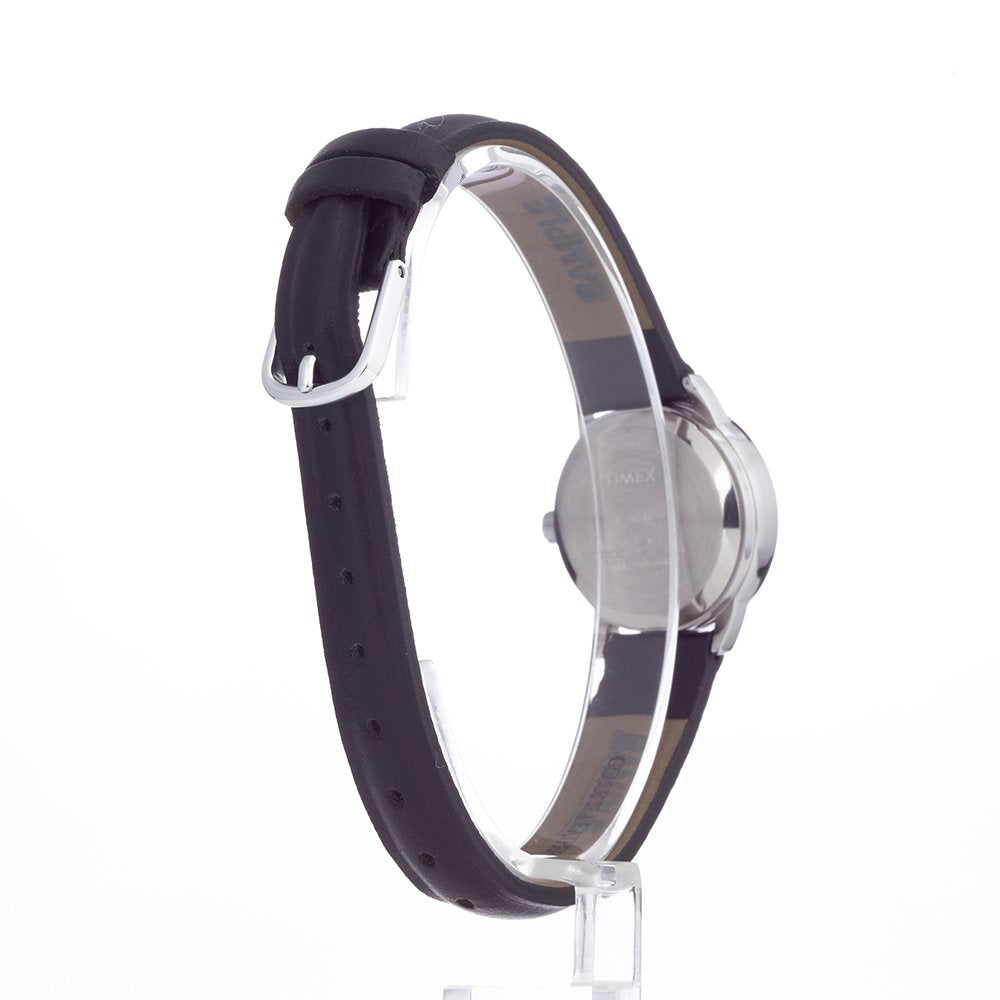 Timex Women's Easy Reader 25mm Watch - Silver-Tone Case Black Dial with Black Leather Strap