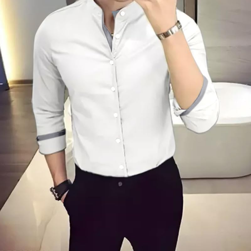 Tee Projekt Mens Shirt Solid Cotton Long Sleeve Button Down Beach l Office l Home (Pack of 1)