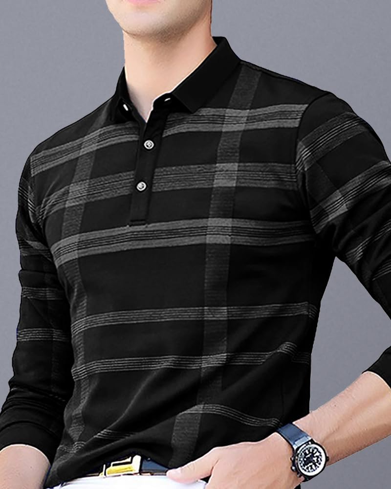 Noble Monk MenS Polo Neck Full Sleeves T-Shirt | Causal Tshirt For Men And Boys