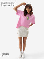 The Souled Store Zodiac: Libra Women and Girls Short Sleeve Round Neck Pink Graphic Printed Cotton Oversized T-Shirts