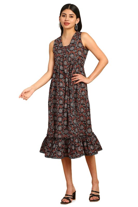 Soch Women Floral Printed Cotton Alia Cut Ethnic Dress