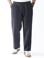 Hubberholme Men Solid Relaxed Fit Mid-Rise Korean Trousers 23 Charcoal