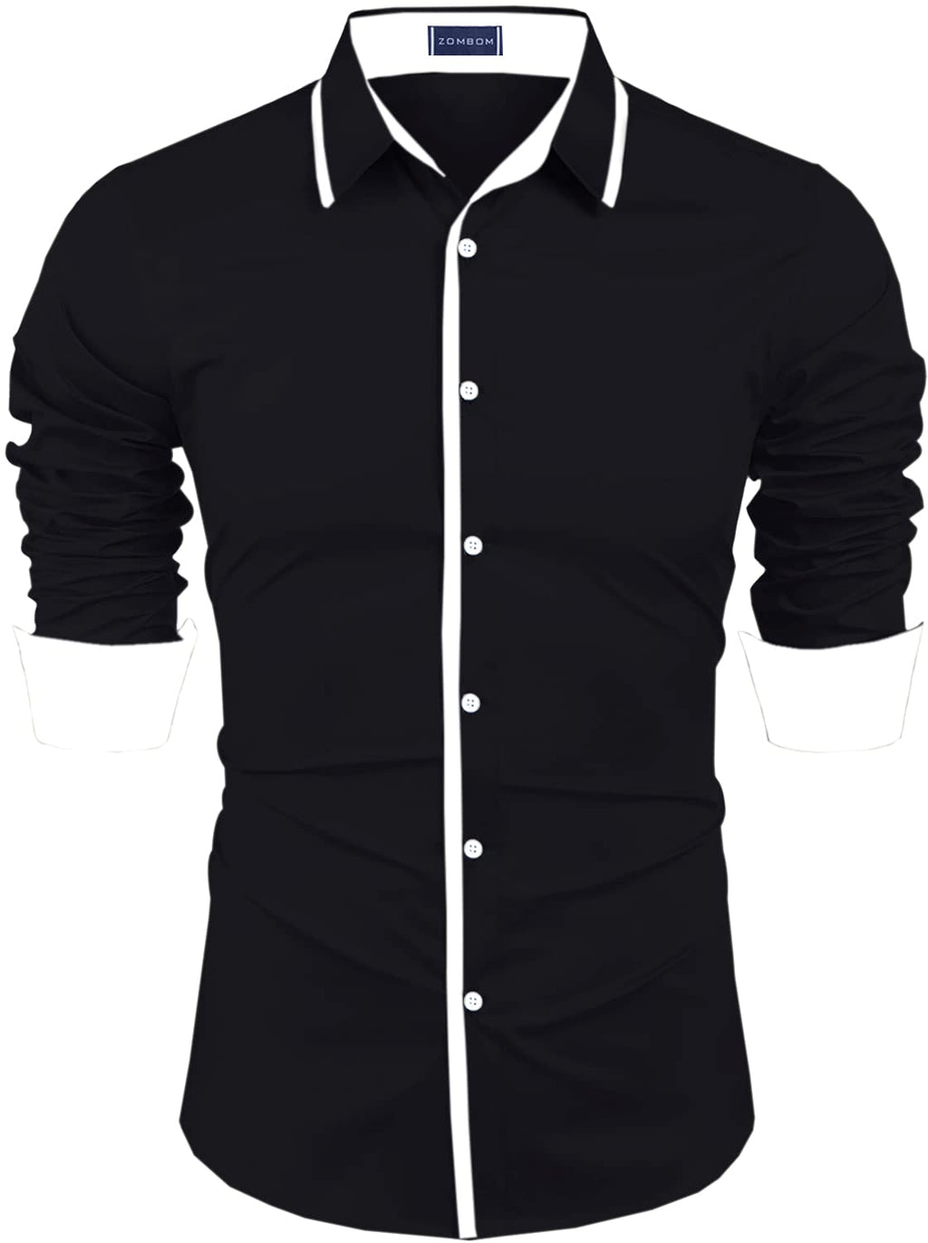 Zombom MenS Solid Cotton Blend Regular Fit Full Sleeves Casual Shirt With Spread Collar Shirt For Men