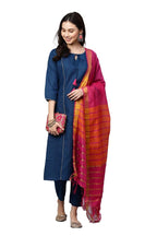 Gosriki Women'S Cotton Straight Kurta With Pant & Dupatta (Karnival-Cerosin_Xxl-Go_Navy Blue_Xx-Large)