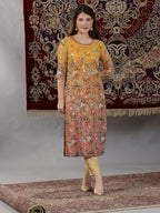 Aurelia WomenS Floral Printed Straight Kurta | Lightweight Round Neck Kurta For Women | Printed Kurta For Women | Beautiful Regu