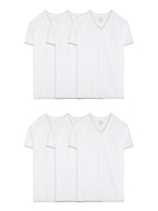 Fruit of the Loom mens Eversoft Cotton Stay Tucked V-neck T-shirt, Regular - White 6 Pack, Medium US